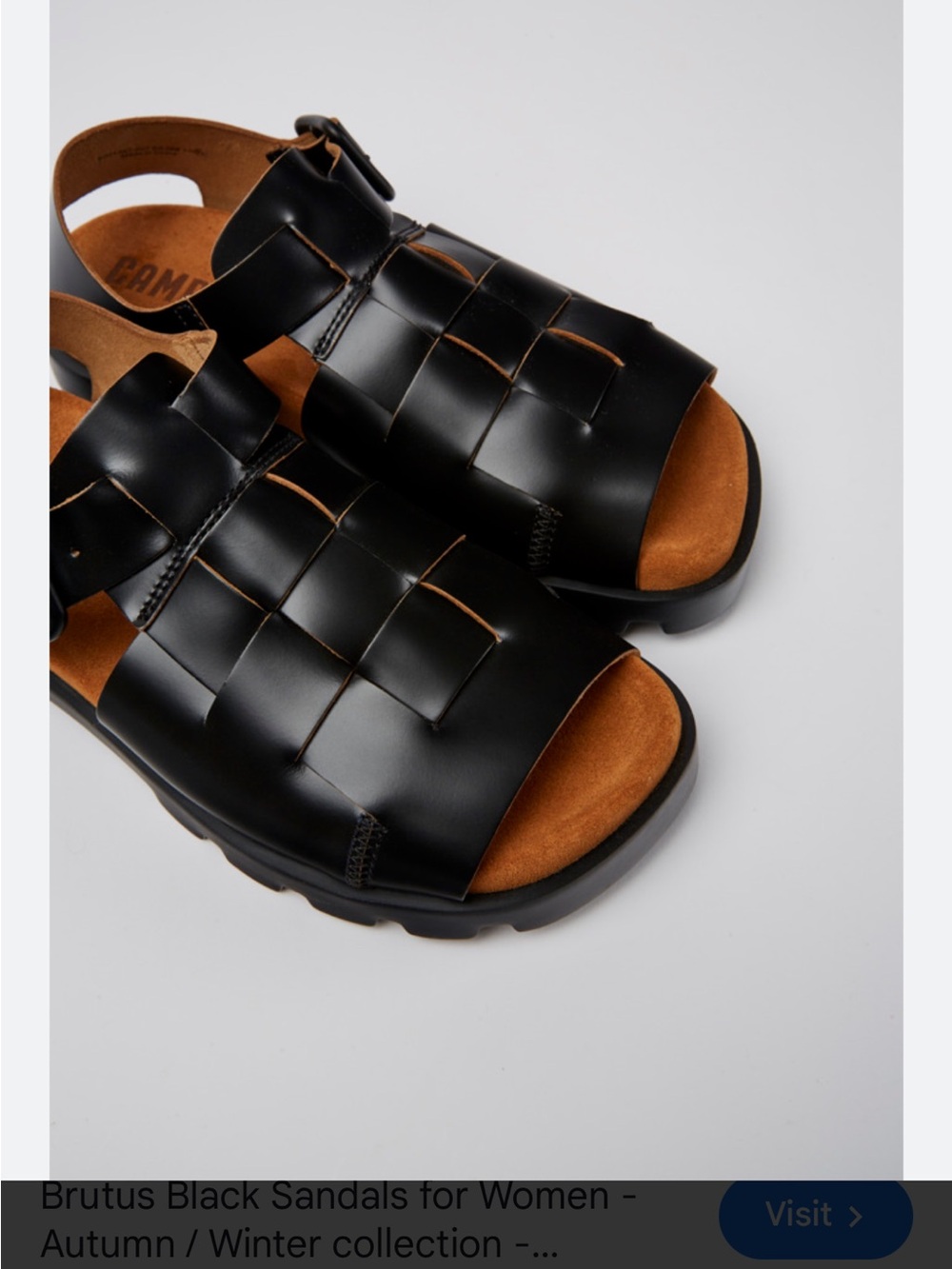 Camper Brutus Black Woven Leather Sandals